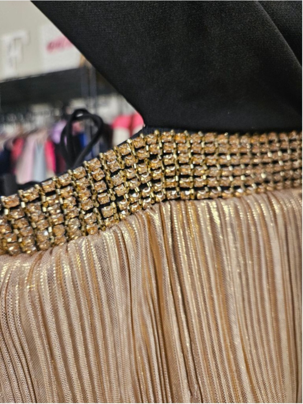 Mac Duggal One Shoulder Gold & Black Tiered Gown, Size 10 - Picture 10 of 17